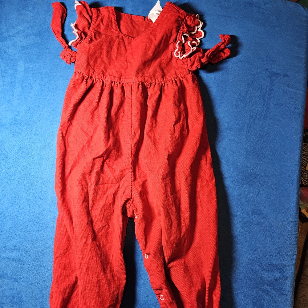 Vibrant Red Kids Ruffled Jumpsuit
